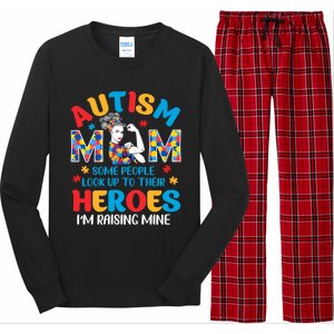 Autism Mom Raising Hero Unbreakable Mother Autism Awareness Cool Gift Long Sleeve Pajama Set