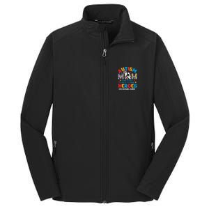 Autism Mom Raising Hero Unbreakable Mother Autism Awareness Cool Gift Core Soft Shell Jacket