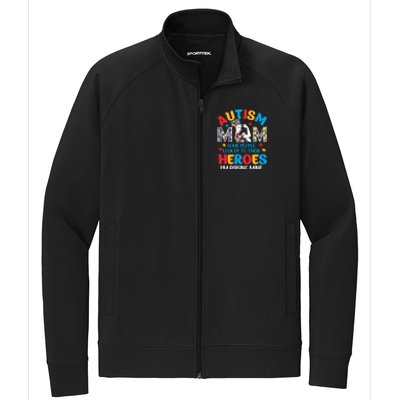 Autism Mom Raising Hero Unbreakable Mother Autism Awareness Cool Gift Stretch Full-Zip Cadet Jacket