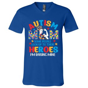 Autism Mom Raising Hero Unbreakable Mother Autism Awareness Cool Gift V-Neck T-Shirt