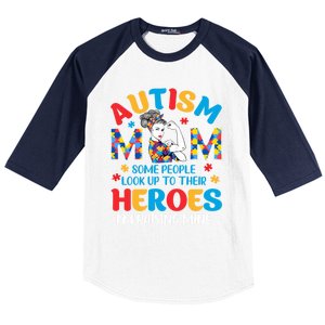 Autism Mom Raising Hero Unbreakable Mother Autism Awareness Cool Gift Baseball Sleeve Shirt