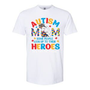 Autism Mom Raising Hero Unbreakable Mother Autism Awareness Cool Gift Softstyle CVC T-Shirt