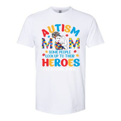 Autism Mom Raising Hero Unbreakable Mother Autism Awareness Cool Gift Softstyle CVC T-Shirt