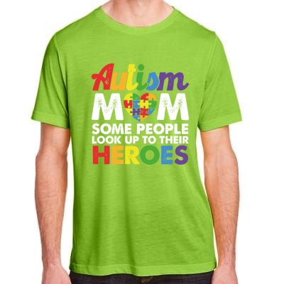 Autism Mom Raising My Hero Autism Awareness Puzzle Heart Cute Gift Adult ChromaSoft Performance T-Shirt