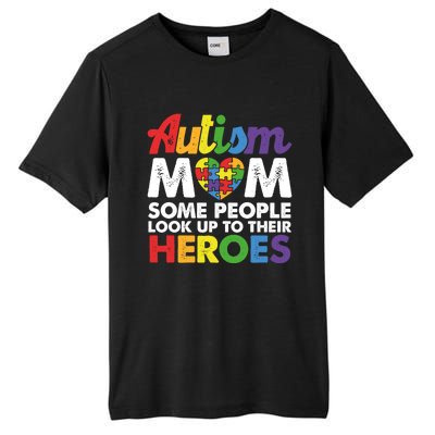 Autism Mom Raising My Hero Autism Awareness Puzzle Heart Cute Gift Tall Fusion ChromaSoft Performance T-Shirt