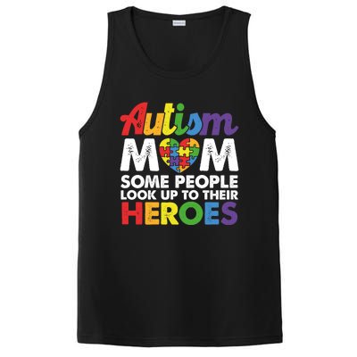 Autism Mom Raising My Hero Autism Awareness Puzzle Heart Cute Gift PosiCharge Competitor Tank