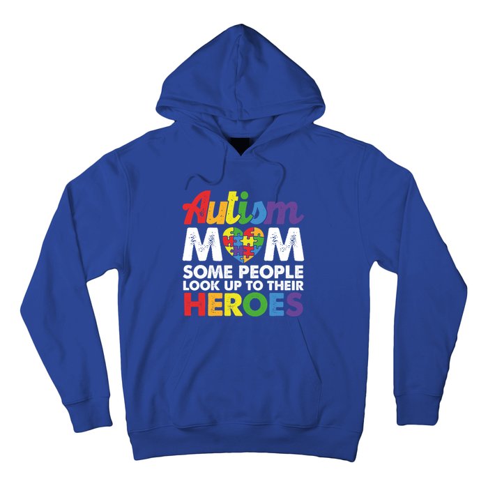 Autism Mom Raising My Hero Autism Awareness Puzzle Heart Cute Gift Hoodie