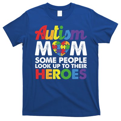 Autism Mom Raising My Hero Autism Awareness Puzzle Heart Cute Gift T-Shirt