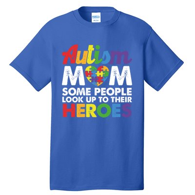 Autism Mom Raising My Hero Autism Awareness Puzzle Heart Cute Gift Tall T-Shirt