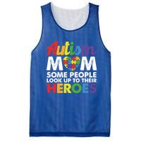 Autism Mom Raising My Hero Autism Awareness Puzzle Heart Cute Gift Mesh Reversible Basketball Jersey Tank