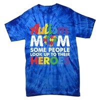 Autism Mom Raising My Hero Autism Awareness Puzzle Heart Cute Gift Tie-Dye T-Shirt