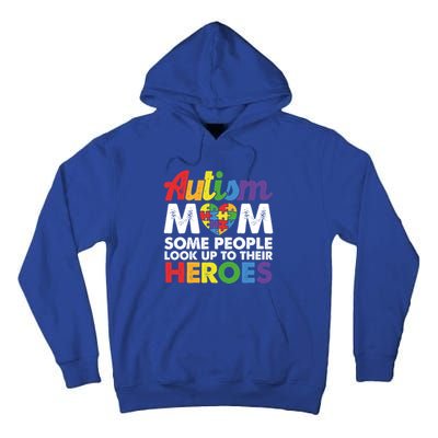 Autism Mom Raising My Hero Autism Awareness Puzzle Heart Cute Gift Tall Hoodie