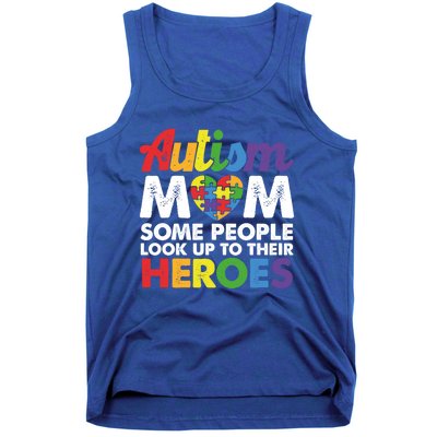 Autism Mom Raising My Hero Autism Awareness Puzzle Heart Cute Gift Tank Top