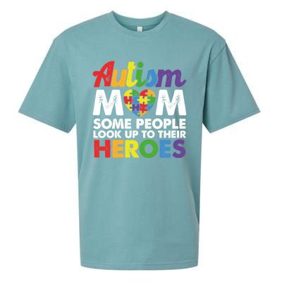 Autism Mom Raising My Hero Autism Awareness Puzzle Heart Cute Gift Sueded Cloud Jersey T-Shirt