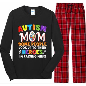 Autism Mom Raising My Son Hero Autism Awareness Ribbon Gift Long Sleeve Pajama Set