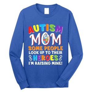 Autism Mom Raising My Son Hero Autism Awareness Ribbon Gift Long Sleeve Shirt