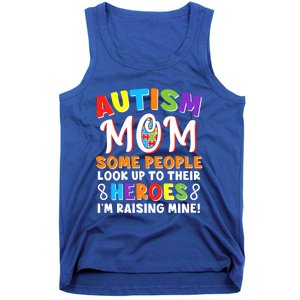 Autism Mom Raising My Son Hero Autism Awareness Ribbon Gift Tank Top