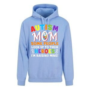 Autism Mom Raising My Son Hero Autism Awareness Ribbon Gift Unisex Surf Hoodie