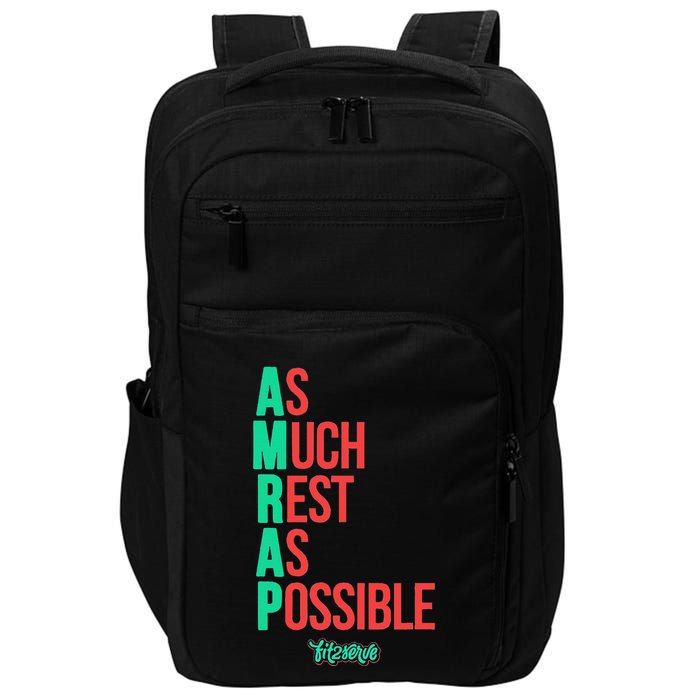 As Much Rest As Possible Amrap Funny Fit2serve Impact Tech Backpack