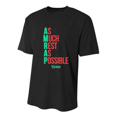 As Much Rest As Possible Amrap Funny Fit2serve Youth Performance Sprint T-Shirt
