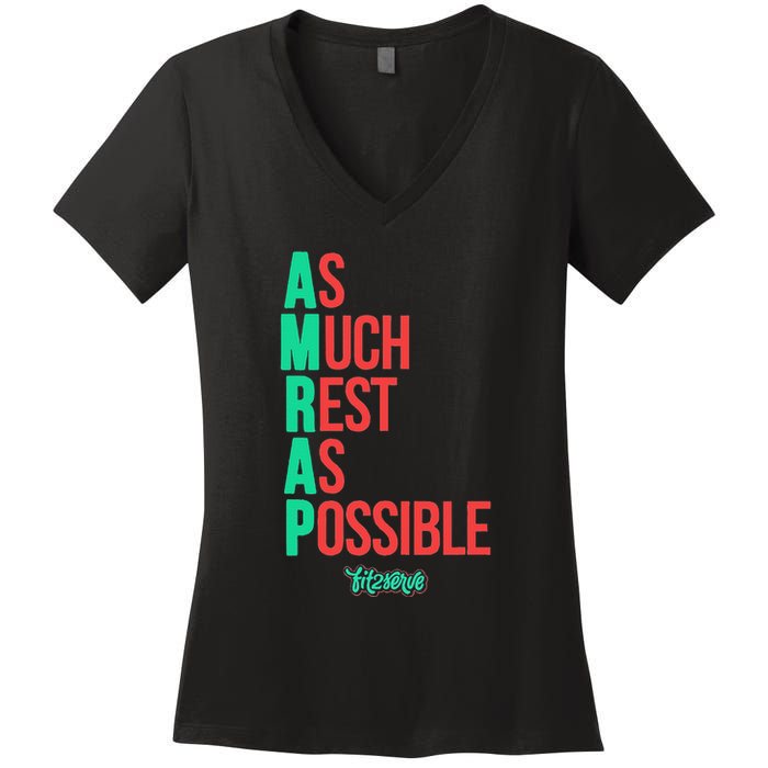 As Much Rest As Possible Amrap Funny Fit2serve Women's V-Neck T-Shirt