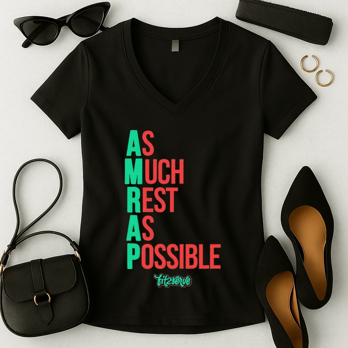 As Much Rest As Possible Amrap Funny Fit2serve Women's V-Neck T-Shirt