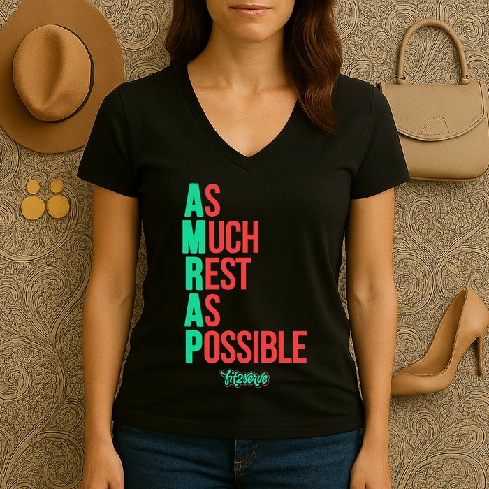 As Much Rest As Possible Amrap Funny Fit2serve Women's V-Neck T-Shirt