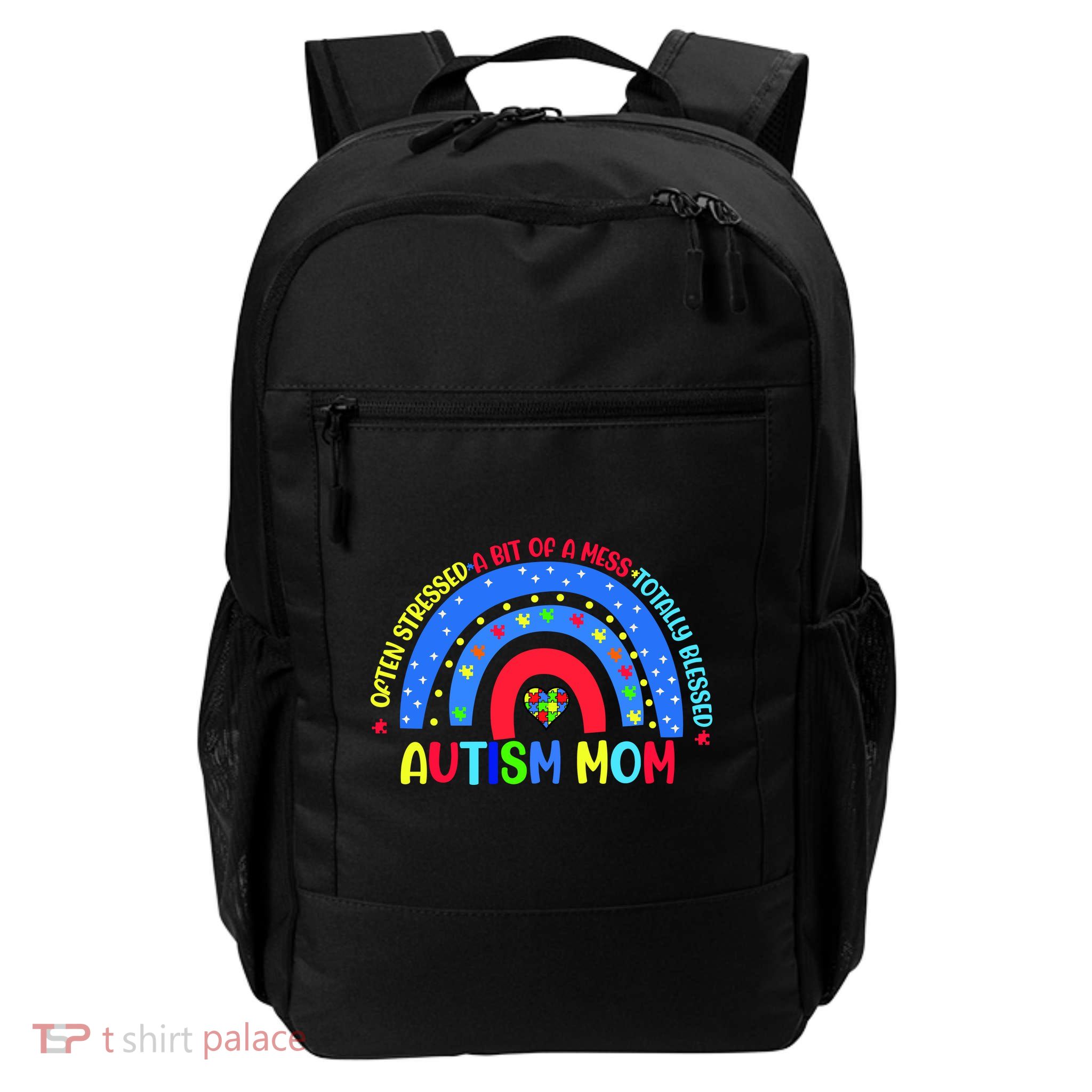 Autism Mom Rainbow Totally Blessed Awareness Love Puzzle Backpack