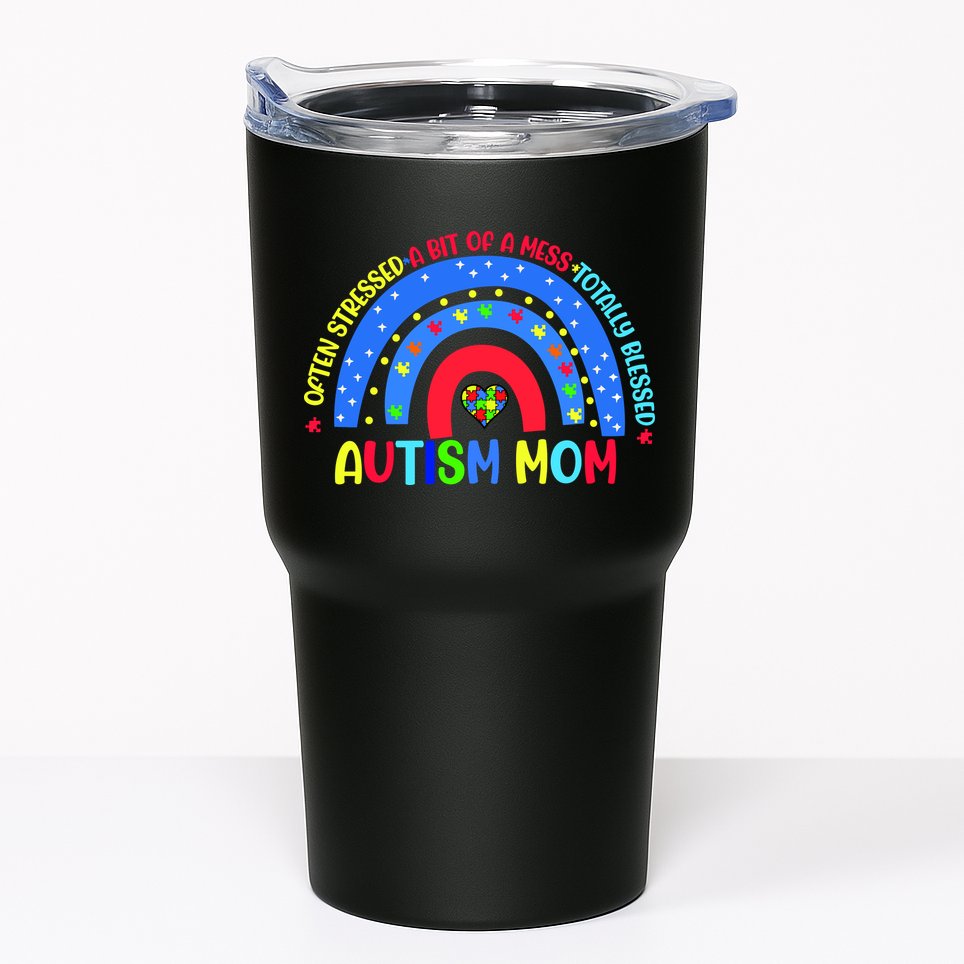Autism Mom Rainbow Totally Blessed Awareness Love Puzzle Tumbler