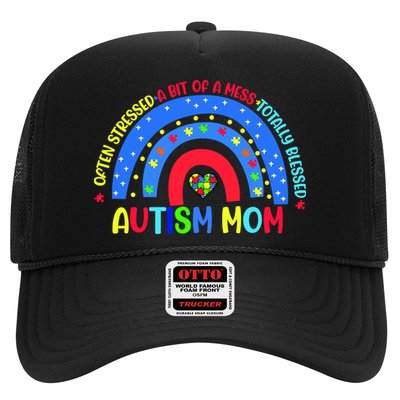 Autism Mom Rainbow Totally Blessed Awareness Love Puzzle Trucker Hat