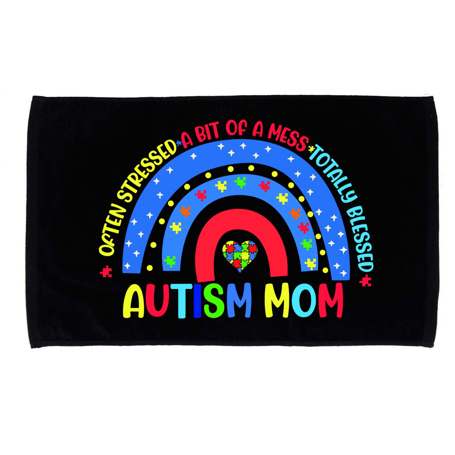 Autism Mom Rainbow Totally Blessed Awareness Love Puzzle Microfiber Hand Towel