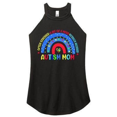 Autism Mom Rainbow Totally Blessed Awareness Love Puzzle Women's Perfect Tri Rocker Tank