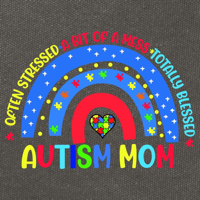 Autism Mom Rainbow Totally Blessed Awareness Love Puzzle Cotton Canvas Backpack