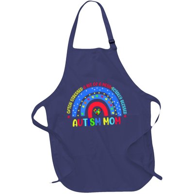 Autism Mom Rainbow Totally Blessed Awareness Love Puzzle Full-Length Apron With Pockets
