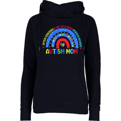 Autism Mom Rainbow Totally Blessed Awareness Love Puzzle Womens Funnel Neck Pullover Hood