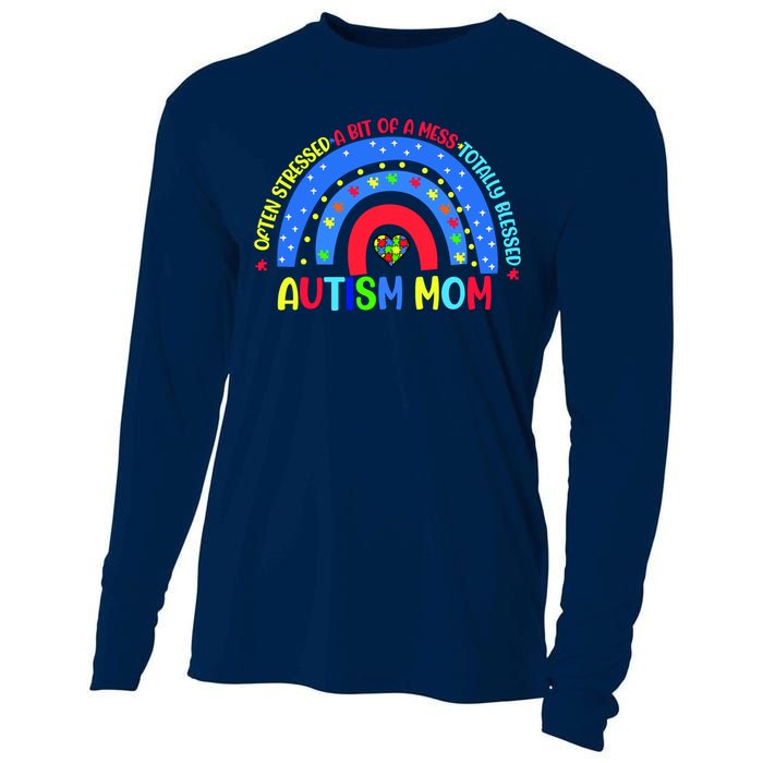 Autism Mom Rainbow Totally Blessed Awareness Love Puzzle Cooling Performance Long Sleeve Crew