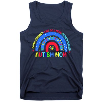 Autism Mom Rainbow Totally Blessed Awareness Love Puzzle Tank Top