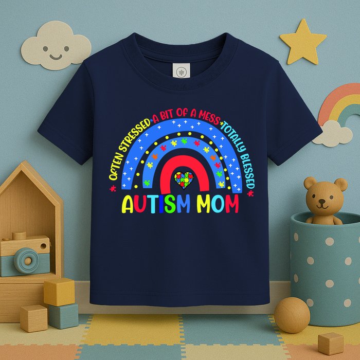 Autism Mom Rainbow Totally Blessed Awareness Love Puzzle Toddler T-Shirt