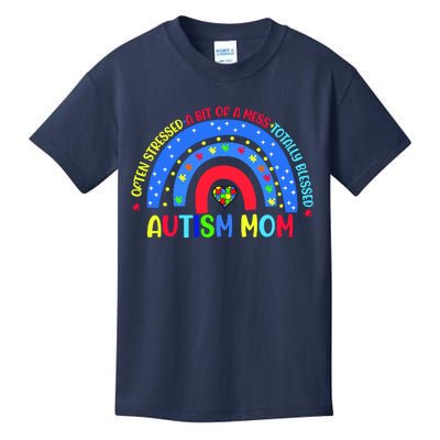 Autism Mom Rainbow Totally Blessed Awareness Love Puzzle Kids T-Shirt