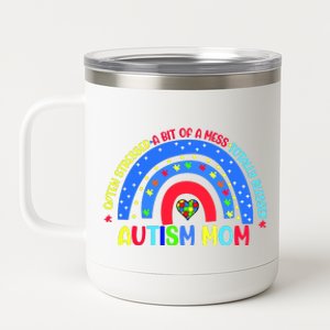 Autism Mom Rainbow Totally Blessed Awareness Love Puzzle 12 oz Stainless Steel Tumbler Cup