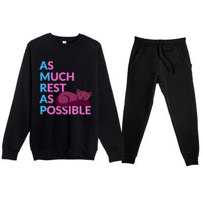 As Much Rest As Possible Funny Kitty Premium Crewneck Sweatsuit Set