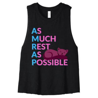 As Much Rest As Possible Funny Kitty Women's Racerback Cropped Tank