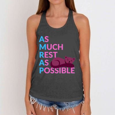 As Much Rest As Possible Funny Kitty Women's Knotted Racerback Tank