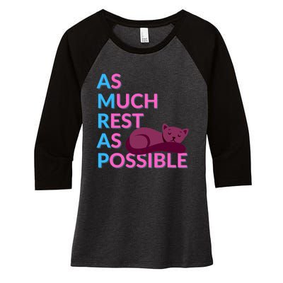 As Much Rest As Possible Funny Kitty Women's Tri-Blend 3/4-Sleeve Raglan Shirt