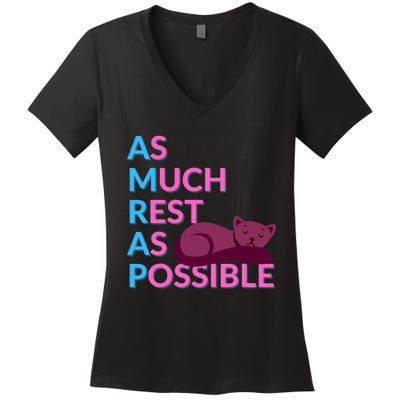 As Much Rest As Possible Funny Kitty Women's V-Neck T-Shirt