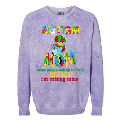 Autism Mom Raising Hero Gift Colorblast Crewneck Sweatshirt