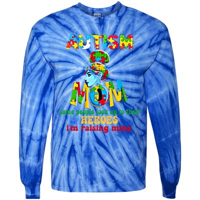 Autism Mom Raising Hero Gift Tie-Dye Long Sleeve Shirt