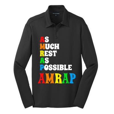 As much rest as possible acronym style funny trendy Silk Touch Performance Long Sleeve Polo