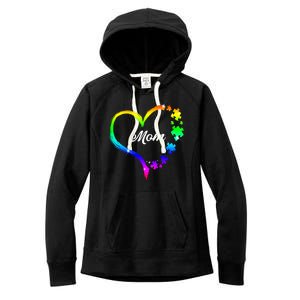 Autism Mom Rainbow Heart Women's Fleece Hoodie