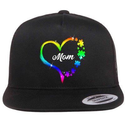 Autism Mom Rainbow Heart Flatbill Hat